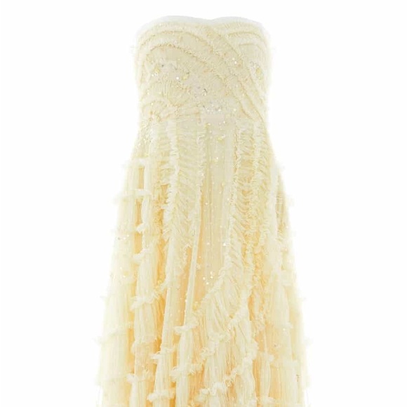 Needle & Thread VIOLET SHIMMER STRAPLESS GOWN and CAPE! US 6, Yellow, worn once - Picture 5 of 14